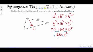 PYTHAGOREAN THEOREM: Radical Answers
