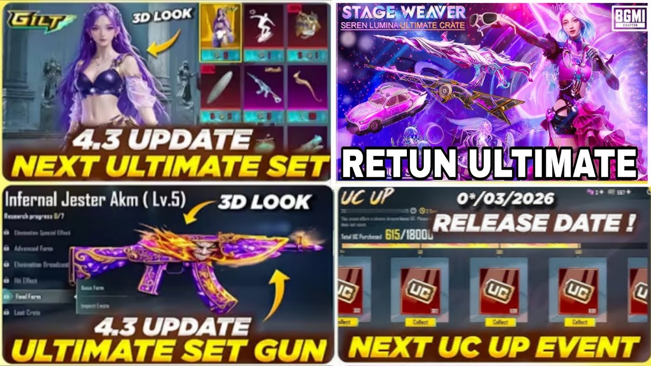 🔴 NEXT UC UP EVENT DATE! I BGMI NEXT ULTIMATE SET 3D LOOK NEXT ULTIMATE GUN SKIN SCAR-L RETURN 👍
