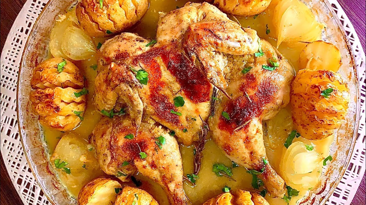 دجاج مشوي بالفرن بالبطاطس بتتبيلة مميزة بالذ واسهل طريقة | ست الوصفات