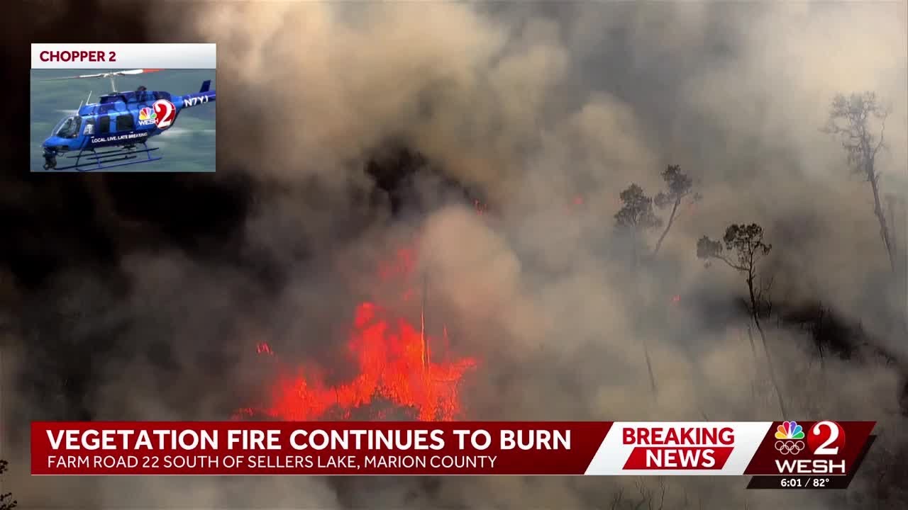 PHOTOS: Firefighters work to contain brush fire in Marion County - YouTube
