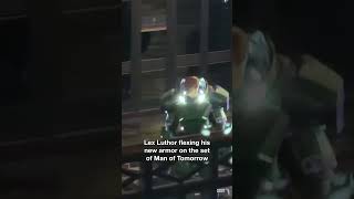 Lex Luthor Testing His New War Suit Armor on the Man of Tomorrow Set @ScreenBrief