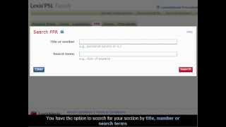 LexisPSL - How To Locate Family Procedure Rules