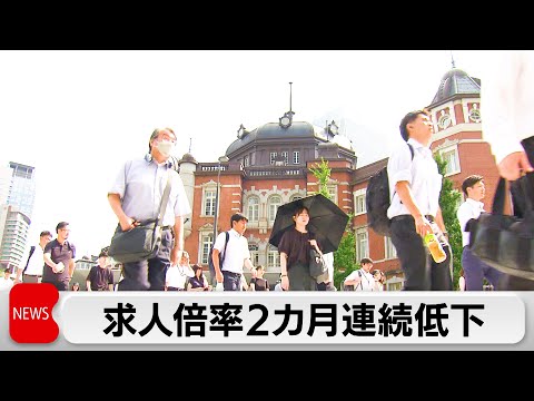6月の有効求人倍率　2カ月連続の低下　完全失業率は横ばい