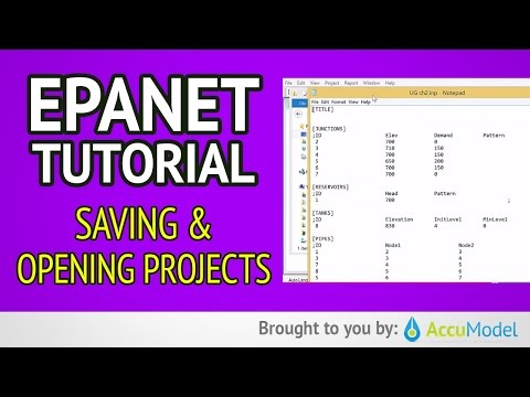 EPANET Tutorial 02.06 - Saving and Opening Projects | Hydraulic Modeling