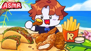 ASMR TACO CHEESY NACHO FRIES + FRIED CHICKEN MUKBANG (Animation) | Roblox ASMR