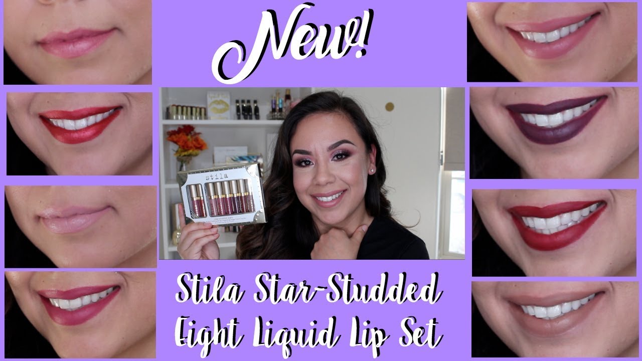 Stila Star-Studded Eight | Holiday Liquid Lip Set 2017| Lip Swatches