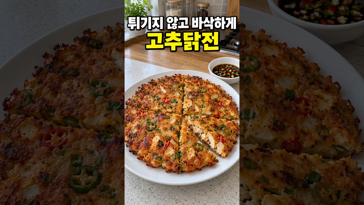 치킨 대신 바삭한 한 판! 매콤한 고추닭전 레시피 숏폼 썸네일