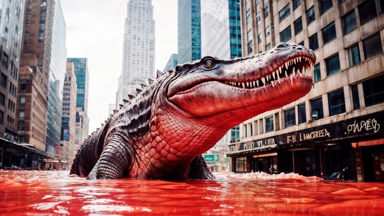 Árvíz idején egy hatalmas, éhes aligátor úszik a városba