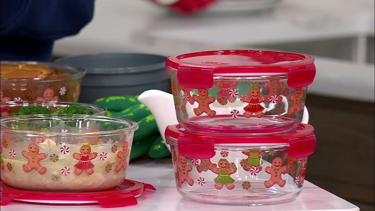 Red Holiday 4-Piece Glass Food Storage Set