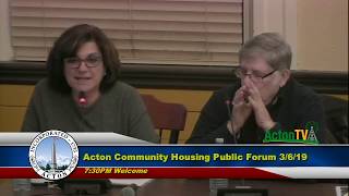 Acton Community Housing Corp Public Forum - 3 -6 -2019