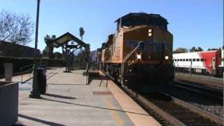 A UP intermodal passes through Riverside