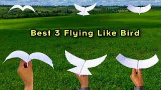 best 3 flying bird plane (most popular) paper plane like bird, how to make notebook bird plane, easy