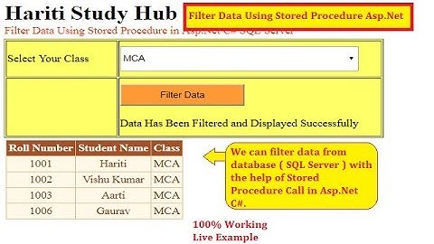 Filter Data Using Stored Procedure From Database Asp.Net C# | Hindi | Free Online Learning Classes