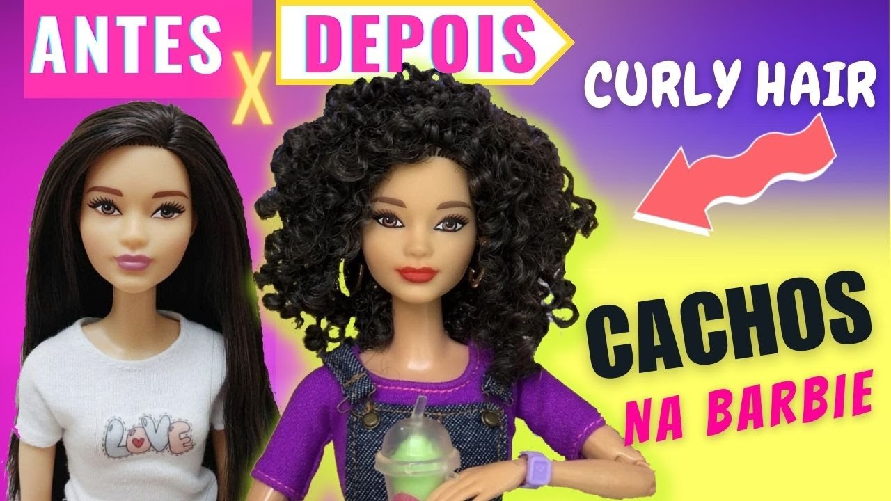 Como cachear o cabelo da boneca Barbie - DIY Cachos pequenos