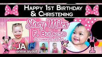 How to make Minnie Mouse Theme Tarpaulin 2x4ft Layout 1st Birthday & Christening Photoshop CC 2020