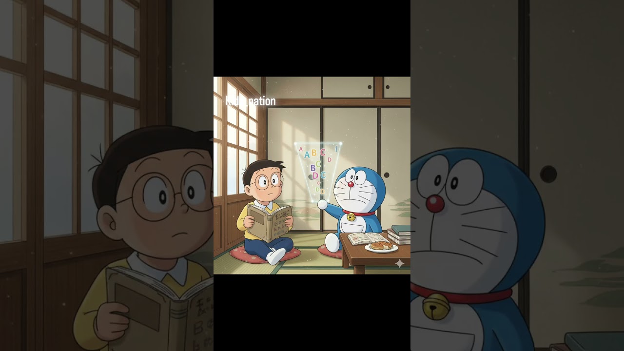 doraemon and nobhita learning alphabets