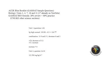 ACER GAMSAT Sample Questions - GAMSAT Biology:  Unit 4 Questions 12-16