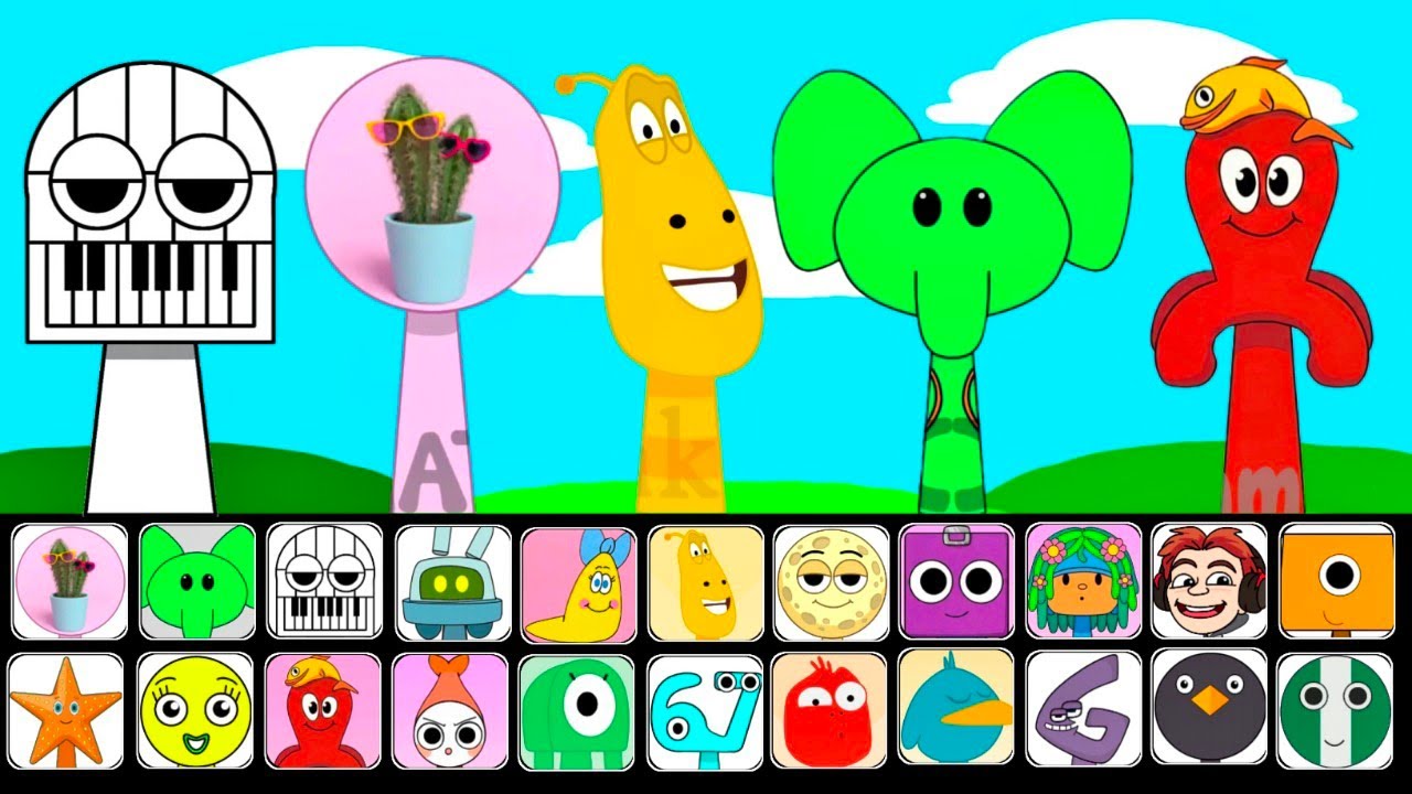 🔥 NEW Sprunki OCs Characters – Gine, Cactus (from YouTube), Yellow Larva, Elly (from Pocoyo), Fred