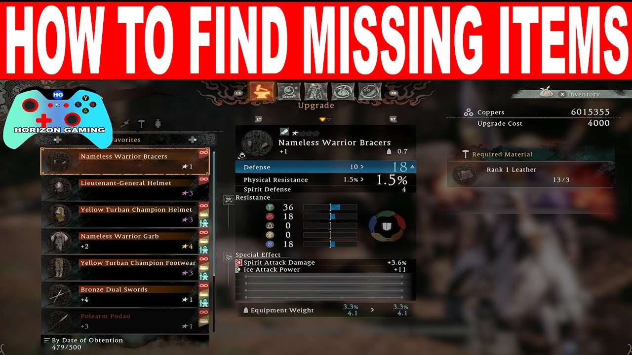 Wo Long How to Find Missing Item After Claiming a Reward when Inventory