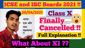 ICSE Class 10 Board Exam Cancelled !! | ICSE and ISC exam Update for 2021 Boards |