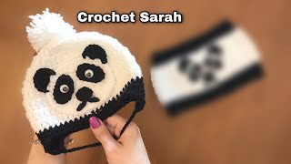 كروشية ايس كاب دب الباندا  / crochet panda beanie/ hat / ice cap | Crochet Sarah