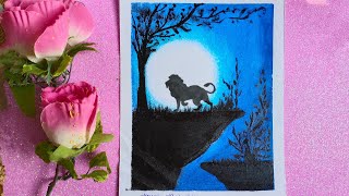 39 oil pastel painting art Shorts || SIMBA The Lion King - drawing for beginners - Step by step