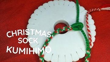 Christmas Sock Kumihimo Bracelet Tutorial || 16 String Kumihimo Tutorial