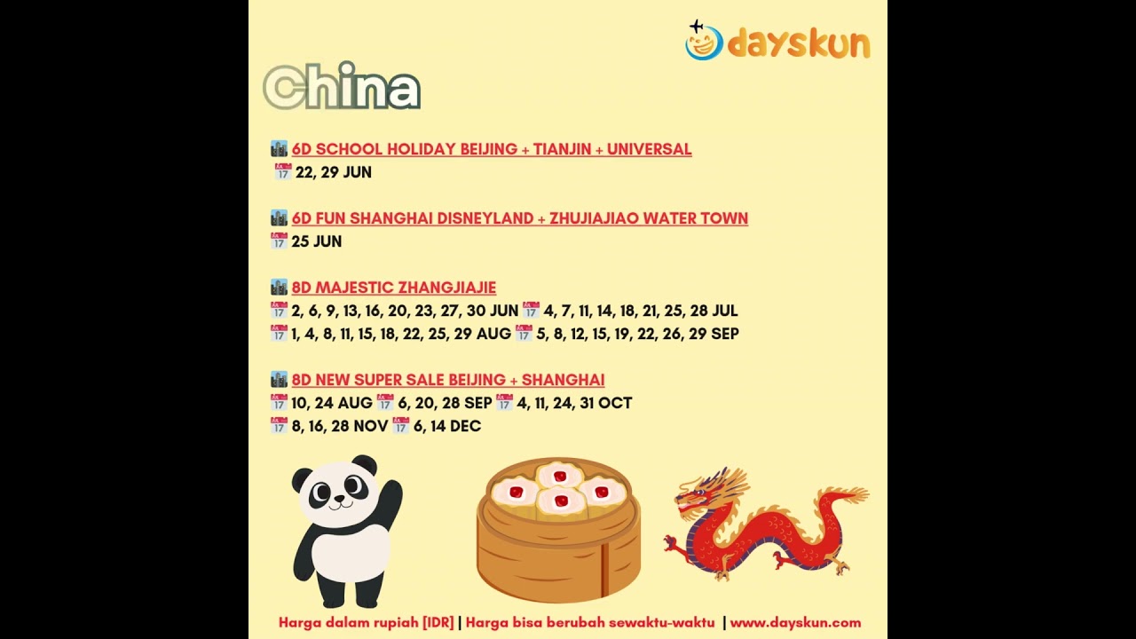 Tour China 2025 Terlengkap! Mulai 5 Jutaan | Dayskun Tour