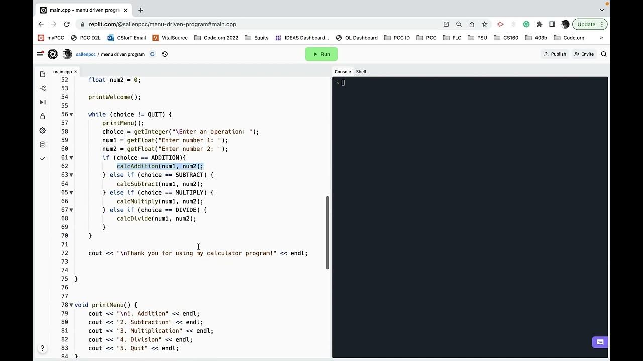 30. Menu driven program - YouTube
