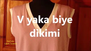 Dıy. Dikişe yeni başlayanlar için v yaka biye yapımı. Bölüm 3. V-neck