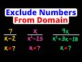 Find Numbers to Exclude From Domain - Rational Expressions | Eat Pi