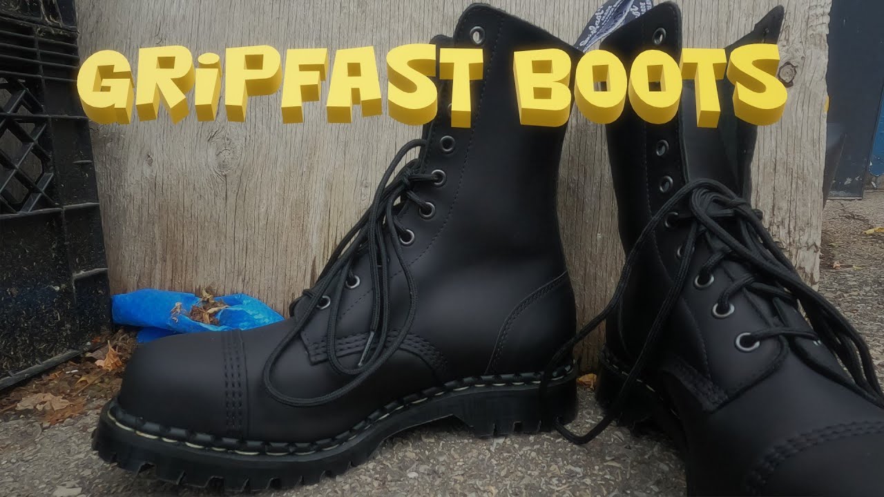 Gripfast Boots - Greasy Black 10 Eye Derby Boot - YouTube