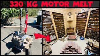 320KG Massive Motor Melt  Free Copper  Scrap Salvage Bulk Copper Bars  ASMR Metal Melting