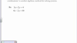 Solving Linear Systems Algebraically