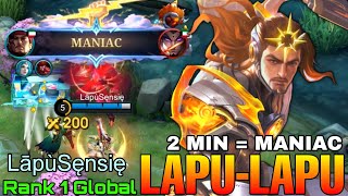 2 Mins MANIAC Lapu Lapu Offlane Monster - Top 1 Global Lapu-Lapu by LāpùSęnsię - Mobile Legends