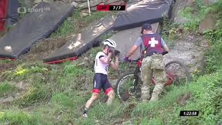 Anton Cooper crash Mont-Sainte-Anne UCI XCO World cup