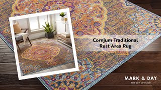 Cornjum Traditional Rust Area Rug