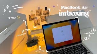 ☁️ MacBook Air M1 Unboxing  silver | AirPods Pro 2 🧀 | Accessories 🪼
