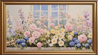 English Cottage Garden Oil Painting | Silent Ambient Display | No Music No Ads | Gold Frame TV Art
