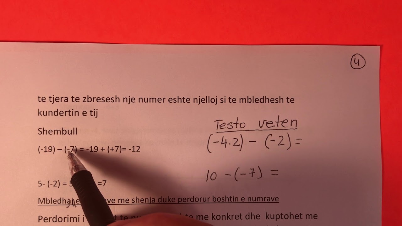 Mbledhja  dhe Zbritja  e Numrave me Shenje (+, -)