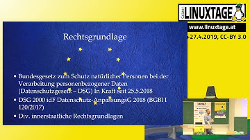 Grazer Linuxtage 2019 - Ein Jahr DSGVO - und jetzt?