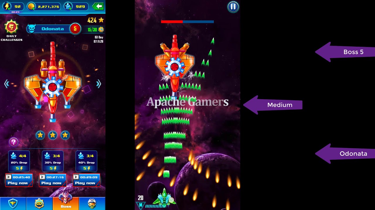 Boss 5 Odonata GALAXY ATTACK: ALIEN SHOOTER | Easy I Medum I Hard - YouTube