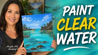 Easy Tropical Lagoon Painting 🌴 Clear Water Acrylic Tutorial for Beginners