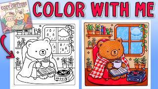 Color With Me 🧸 Cozy Critters Coloring Book: Ollie's Book Nook Page 📚  | Ohuhu Art Markers ASMR