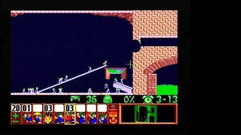 Lemmings SNES Mayhem 19 Time to get up! 9605 points (96% (48/50 saved) & 21 skills used)
