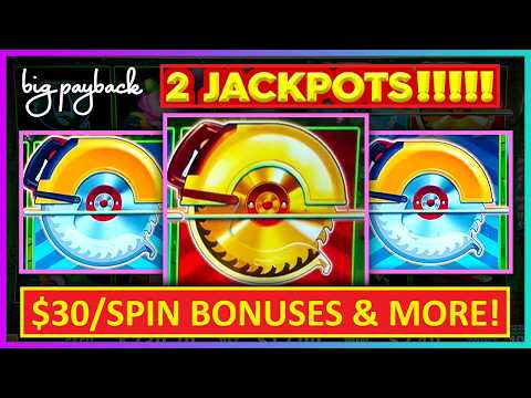 6 BUZZ SAWS TWICE → 2 JACKPOTS!!! Huff N' Even More Puff Slots!