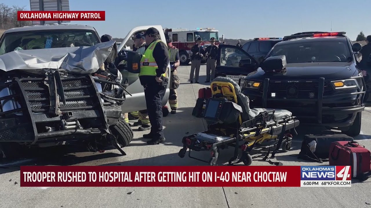 Trooper rushed to hospital after getting hit on I-40 near Choctaw - YouTube