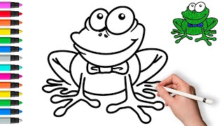How To Draw A Frog 🐸  Painting And Coloring For Kids & Toddlers
