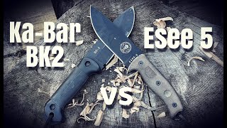 Ka-Bar BK2 vs Esee 5 ... Le match des poids lourds