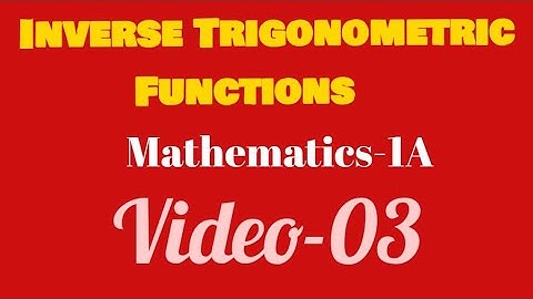 Inverse Trigonometric Functions Maths -A CBSE12TH AP TS  SAQ